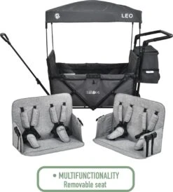 FableKids LEO X4Plus Opvouwbare Wagen Met Dak Fossil Grey -Outdoor Camping Winkel 1082x1200