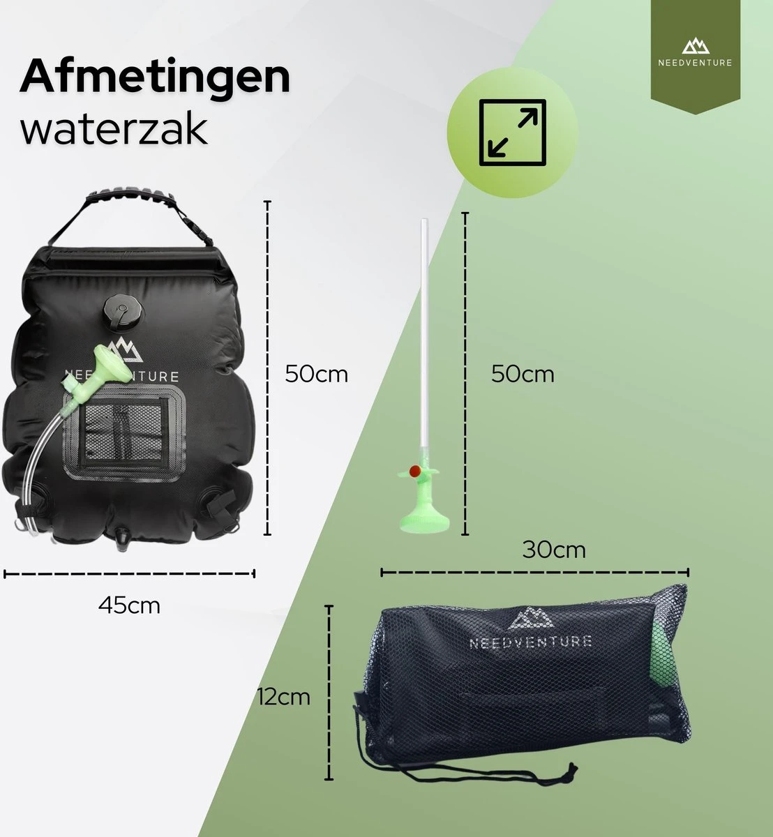 Needventure Solar Douche - Camping Douchezak - Buiten Douche - Tuindouche - Inclusief Thermometer - Waterzak Met Douchekop - 20L - Zwart 7 Needventure Solar Douche - Camping Douchezak - Buiten Douche - Tuindouche - Inclusief Thermometer - Waterzak Met Douchekop - 20L - Zwart - Afbeelding 7