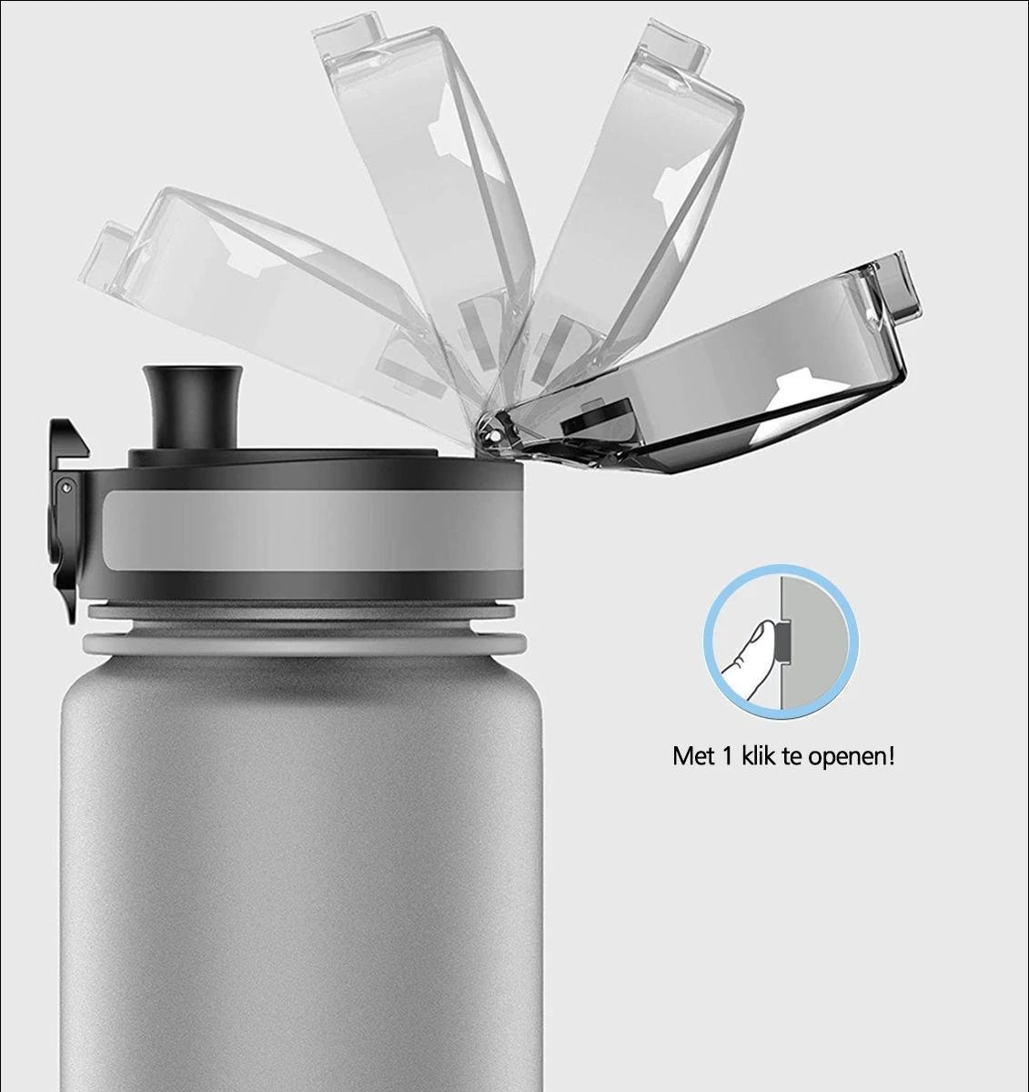 Swilix ® Drinkfles - 1 Liter - Drinkfles Met Tijdmarkering - Grijs 3 Swilix ® Drinkfles - 1 Liter - Drinkfles Met Tijdmarkering - Grijs - Afbeelding 3