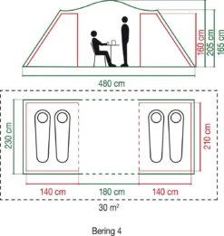 Coleman Bering 4 Vis-a-Vis Tent - Familietent - 4-Persoons - Groen -Outdoor Camping Winkel 1136x1200