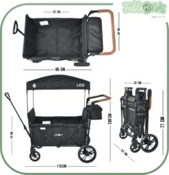 FableKids LEO X4Lite Opvouwbare Handkar Met Dak Onyx Zwart -Outdoor Camping Winkel 1159x1200 2