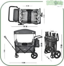 FableKids LEO X4Plus Opvouwbare Wagen Met Dak Fossil Grey -Outdoor Camping Winkel 1161x1200