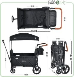 FableKids LEO X2 Lite Opvouwbare Handkar Met Dak Onyx Zwart -Outdoor Camping Winkel 1167x1200 1