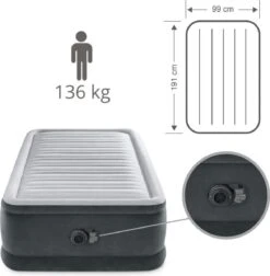 Intex Luchtbed - 1-Persoons - 99 X 191 X 46 Cm - Grijs - Met Ingebouwde Pomp, Hoeslaken Zwart En Reparatieset 11 Intex Luchtbed - 1-Persoons - 99 X 191 X 46 Cm - Grijs - Met Ingebouwde Pomp, Hoeslaken Zwart En Reparatieset -Outdoor Camping Winkel 1177x1200
