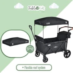 FableKids LEO X2 Lite Opvouwbare Handkar Met Dak Onyx Zwart -Outdoor Camping Winkel 1194x1200 1