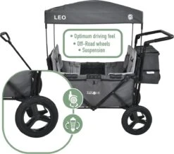 FableKids LEO X4Plus Opvouwbare Wagen Met Dak Fossil Grey -Outdoor Camping Winkel 1200x1060