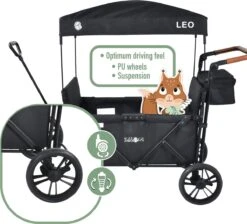 FableKids LEO X4Lite Opvouwbare Handkar Met Dak Onyx Zwart -Outdoor Camping Winkel 1200x1089 2