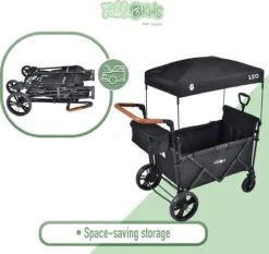 FableKids LEO X2 Lite Opvouwbare Handkar Met Dak Onyx Zwart -Outdoor Camping Winkel 1200x1131 1