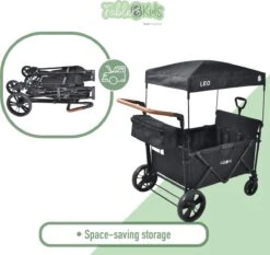 FableKids LEO X4Lite Opvouwbare Handkar Met Dak Onyx Zwart -Outdoor Camping Winkel 1200x1131 2