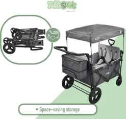 FableKids LEO X4Plus Opvouwbare Wagen Met Dak Fossil Grey -Outdoor Camping Winkel 1200x1132