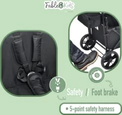 FableKids LEO X2 Lite Opvouwbare Handkar Met Dak Onyx Zwart -Outdoor Camping Winkel 1200x1134 1