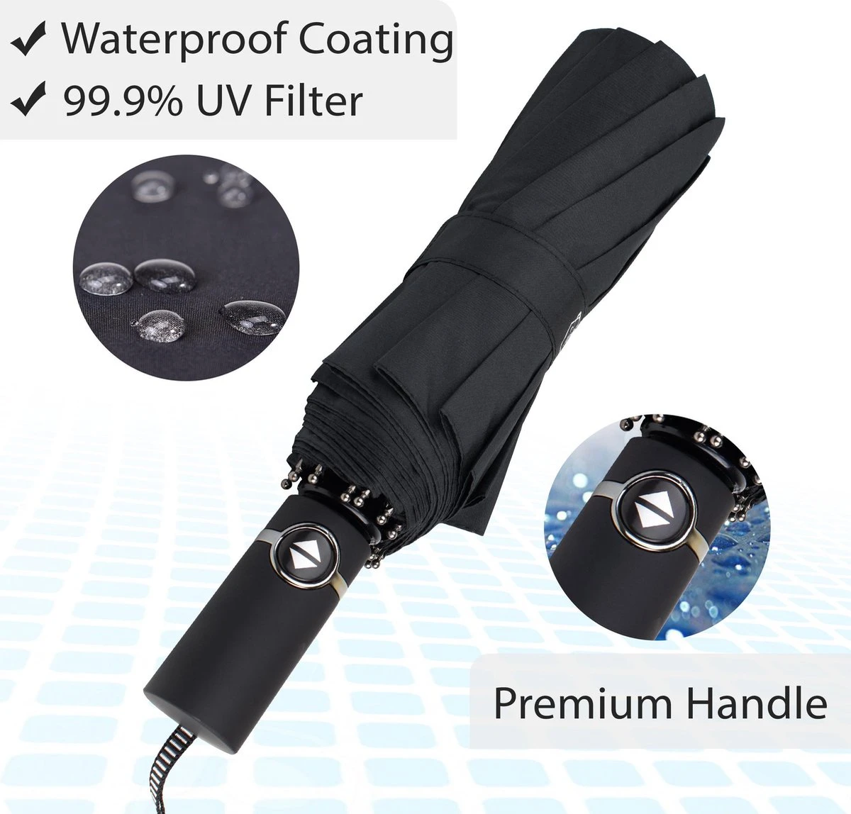 Beefree Automatische MONSTER Stormparaplu Met 16 Panelen Ø 104 Cm - Zwart 2 Beefree Automatische MONSTER Stormparaplu Met 16 Panelen Ø 104 Cm - Zwart - Afbeelding 2