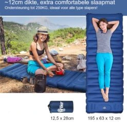 Hikr® Slaapmat 10cm+ Dikte - Comfortabel Luchtmatras - Zelfopblazend Met De Voet - TPU+40D Nylon - Slaapmatje Eenpersoons En Uit Te Breiden Tot Tweepersoons - Slaapmat Met Ingebouwde Pomp -Outdoor Camping Winkel 1200x1159