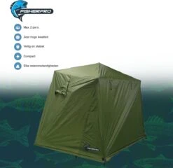FisherPro Karpertent Met Stormcover – Vistent – Tent - Bescherming Tegen Zon En Wind – 100% Waterdichte Stormhoes – Met Handige Meeneemtas – Ook Geschikt Als Strandtent Of Festivaltent – Extra Veiligheid En Warmte Door Stormcover -Outdoor Camping Winkel 1200x1164
