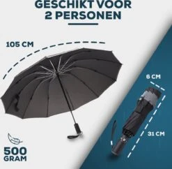 Stormparaplu - Opvouwbaar - 105 CM - Paraplu - Automatisch In En Uit Klapbaar - Stormbestendig Tot 140 Km/h - Luxe Beschermhoes 14 Stormparaplu - Opvouwbaar - 105 CM - Paraplu - Automatisch In En Uit Klapbaar - Stormbestendig Tot 140 Km/h - Luxe Beschermhoes -Outdoor Camping Winkel 1200x1176 4
