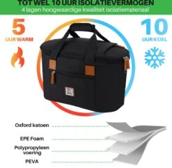Brisby 4 Laags Geïsoleerde Koeltas - Boodschappentas 21 Liter - Zwart -Outdoor Camping Winkel 1200x1178 1