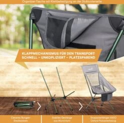 Skandika Campingstoel Compact SET – Campingstoelen – Campingstoel Tot 150 Kg Belastbaar - Kampeerstoel, Visstoel, Kleine Pakmaat, Opvouwbaar, Stabiel, Licht, Comfortabel Gepolsterd – Draagtas Meegeleverd – Vouwstoel – Kampeermeubelen – Grijs -Outdoor Camping Winkel 1200x1184 1