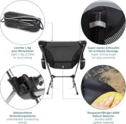 Smartpeas Campingstoel Van Stevig 600D Polyester En Aluminium - Lichtgewicht En Opvouwbaar - Camping Gadget Inclusief Zijzakken +Plus: Strandmat & Draagtas -Outdoor Camping Winkel 1200x1186