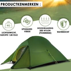 Cloud Up 3 Upgraded - Naturehike® - Tent 3 Persoons - Lichtgewicht Tent - Incl. Grondzeil - 20D 4000MM - Outdoor Kampeertent - Waterdicht - Hiking & Wandelen -Outdoor Camping Winkel 1200x1200 117