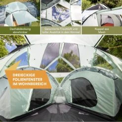 Skandika Bern 4 Koepeltent - Koepeltent - Tenten - 4 Persoons Kampeertent Met Panoramisch Dakraam, 2 Slaapcabines, Grondzeil, 210 Cm Stahoogte, Waterdicht, 4000 Mm Waterkolom - Grote Outdoor Familie Tent, Kampeertent - Grijs -Outdoor Camping Winkel 1200x1200 149