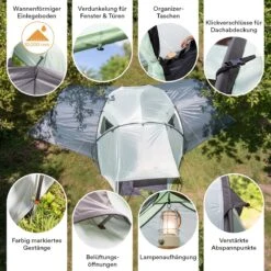 Skandika Bern 4 Koepeltent - Koepeltent - Tenten - 4 Persoons Kampeertent Met Panoramisch Dakraam, 2 Slaapcabines, Grondzeil, 210 Cm Stahoogte, Waterdicht, 4000 Mm Waterkolom - Grote Outdoor Familie Tent, Kampeertent - Grijs -Outdoor Camping Winkel 1200x1200 151