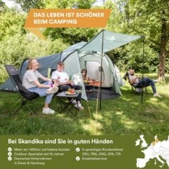 Skandika Bern 4 Koepeltent - Koepeltent - Tenten - 4 Persoons Kampeertent Met Panoramisch Dakraam, 2 Slaapcabines, Grondzeil, 210 Cm Stahoogte, Waterdicht, 4000 Mm Waterkolom - Grote Outdoor Familie Tent, Kampeertent - Grijs -Outdoor Camping Winkel 1200x1200 152
