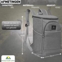 Needventure Koeltas - Lunchtas - Koelrugtas - Picknicktas - 20 Liter - Flessenhouder - Bieropener - Grijs 14 Needventure Koeltas - Lunchtas - Koelrugtas - Picknicktas - 20 Liter - Flessenhouder - Bieropener - Grijs -Outdoor Camping Winkel 1200x1200 169