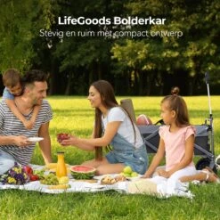 LifeGoods Bolderkar - Opvouwbaar - Tot 80KG - 94L - Wasbaar Polyester - 98x45cm - Zwart/Grijs -Outdoor Camping Winkel 1200x1200 192