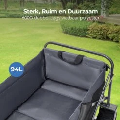 LifeGoods Bolderkar - Opvouwbaar - Tot 80KG - 94L - Wasbaar Polyester - 98x45cm - Zwart/Grijs -Outdoor Camping Winkel 1200x1200 193