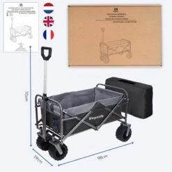 LifeGoods Bolderkar - Opvouwbaar - Tot 80KG - 94L - Wasbaar Polyester - 98x45cm - Zwart/Grijs -Outdoor Camping Winkel 1200x1200 195