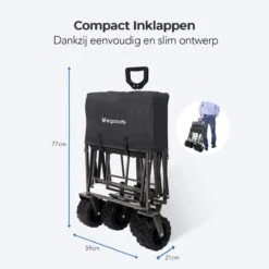 LifeGoods Bolderkar - Opvouwbaar - Tot 80KG - 94L - Wasbaar Polyester - 98x45cm - Zwart/Grijs -Outdoor Camping Winkel 1200x1200 196