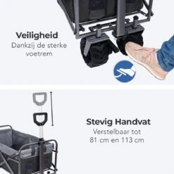 LifeGoods Bolderkar - Opvouwbaar - Tot 80KG - 94L - Wasbaar Polyester - 98x45cm - Zwart/Grijs -Outdoor Camping Winkel 1200x1200 198