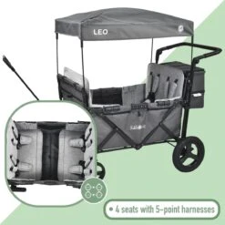 FableKids LEO X4Plus Opvouwbare Wagen Met Dak Fossil Grey -Outdoor Camping Winkel 1200x1200 23