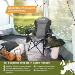 Skandika Relax Comfort Campingstoel - Campingstoel Opvouwbaar - Comfortabele Klapstoel Met Drinkhouder En Koelvak, Tot Max. 160 Kg, Opvouwbaar, Lichtgewicht | Vouwstoel Voor Kamperen, Camping, Festival, Vissen – Grijs -Outdoor Camping Winkel 1200x1200 240
