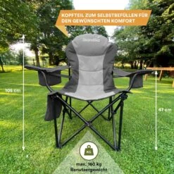 Skandika Relax Comfort Campingstoel - Campingstoel Opvouwbaar - Comfortabele Klapstoel Met Drinkhouder En Koelvak, Tot Max. 160 Kg, Opvouwbaar, Lichtgewicht | Vouwstoel Voor Kamperen, Camping, Festival, Vissen – Grijs -Outdoor Camping Winkel 1200x1200 242
