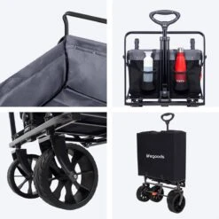 LifeGoods Bolderkar - Opvouwbaar - Tot 120KG - 103L - Extra Draagtas En Duwstang - Wasbaar Polyester - 98x45cm - Zwart/Grijs -Outdoor Camping Winkel 1200x1200 304