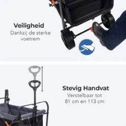 LifeGoods Bolderkar - Opvouwbaar - Tot 120KG - 103L - Extra Draagtas En Duwstang - Wasbaar Polyester - 98x45cm - Zwart/Grijs -Outdoor Camping Winkel 1200x1200 308