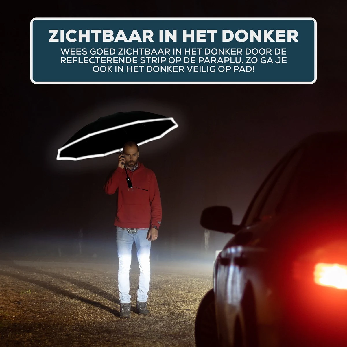 Stormparaplu - Opvouwbaar - 105 CM - Paraplu - Automatisch In En Uit Klapbaar - Stormbestendig Tot 140 Km/h - Luxe Beschermhoes 4 Stormparaplu - Opvouwbaar - 105 CM - Paraplu - Automatisch In En Uit Klapbaar - Stormbestendig Tot 140 Km/h - Luxe Beschermhoes - Afbeelding 4