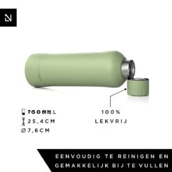 LARS NYSØM Roestvrijstalen Drinkfles 'Bølge' 750ml Sage -Outdoor Camping Winkel 1200x1200 400