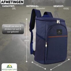 Needventure Koeltas - Lunchtas - Koelrugtas - Picknicktas - 20 Liter - Flessenhouder - Bieropener - Blauw -Outdoor Camping Winkel 1200x1200 47