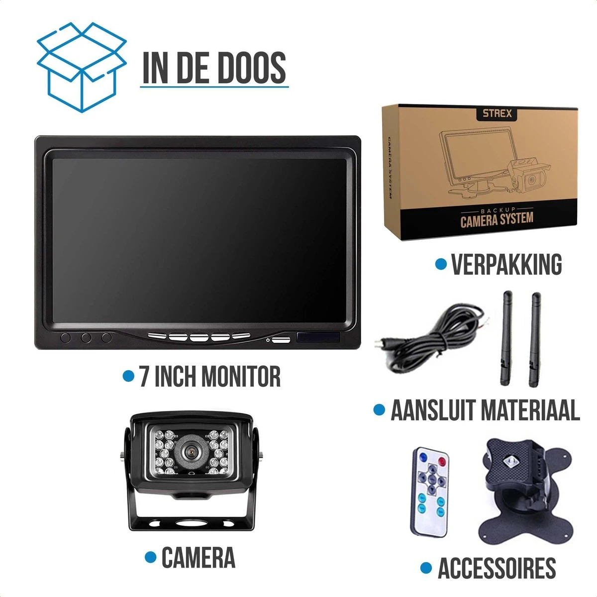 Strex Achteruitrijcamera Set Draadloos - 7" Scherm - 18LED Nachtzicht 15m - IP67 Waterdicht - Achteruitrij Camera - Geschikt Voor Auto/ Camper / Caravan / Vrachtwagen / Landbouw / Boot / Tractor 10 Strex Achteruitrijcamera Set Draadloos - 7" Scherm - 18LED Nachtzicht 15m - IP67 Waterdicht - Achteruitrij Camera - Geschikt Voor Auto/ Camper / Caravan / Vrachtwagen / Landbouw / Boot / Tractor - Afbeelding 10