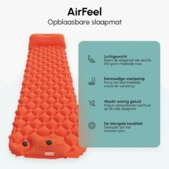 AirFeel Lichtgewicht Opsblaasbaar Slaapmatje - Ingebouwde Pomp En Kussen - 196 X 60 X 6 Cm - Orange -Outdoor Camping Winkel 1200x1200 95