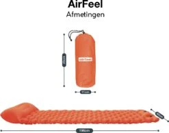 AirFeel Lichtgewicht Opsblaasbaar Slaapmatje - Ingebouwde Pomp En Kussen - 196 X 60 X 6 Cm - Orange -Outdoor Camping Winkel 1200x943