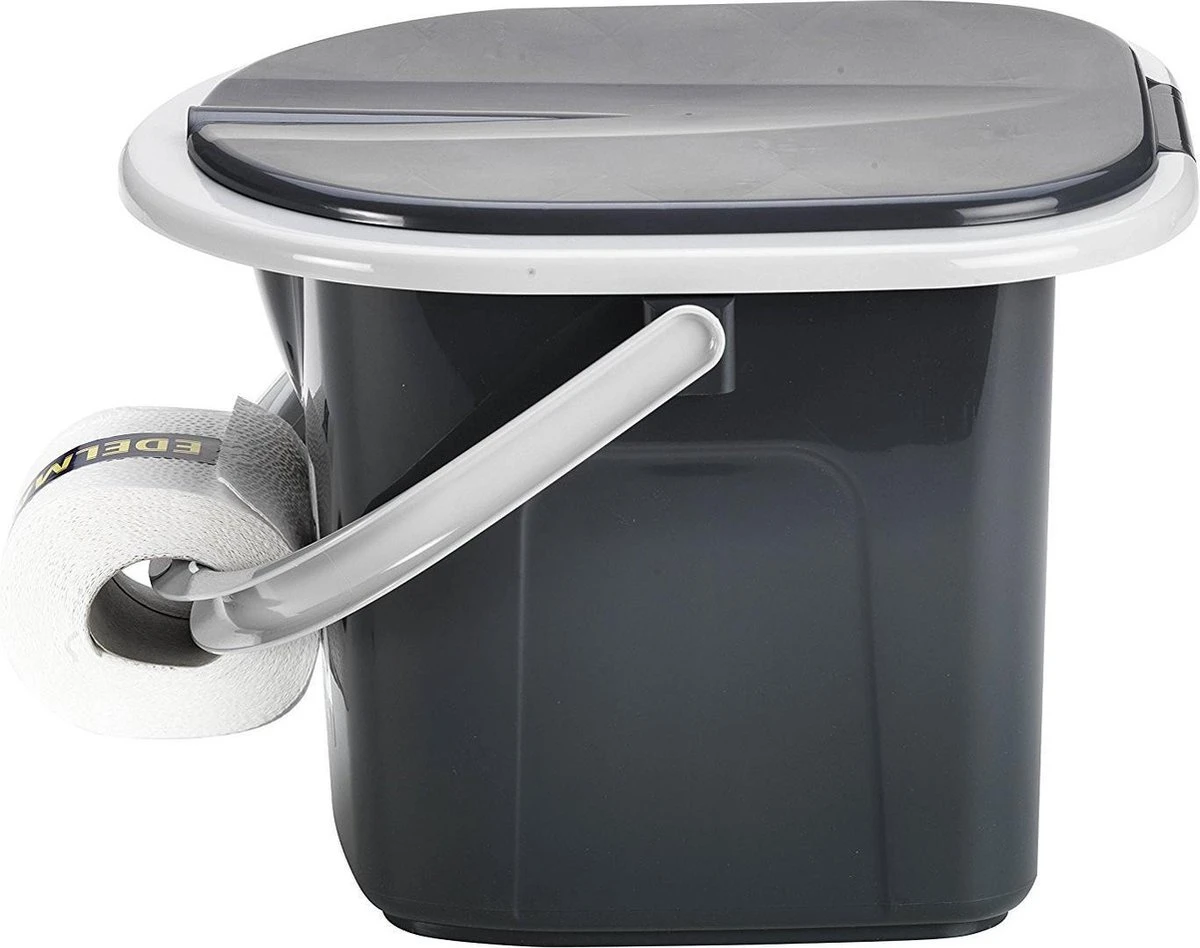 Branq Toiletemmer Draagbaar Met Deksel - 15,5L - Antraciet 4 Branq Toiletemmer Draagbaar Met Deksel - 15,5L - Antraciet - Afbeelding 4