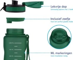 TIGR The Athlete - Drinkfles - Waterfles Met Fruit Filter - 1000ml - Groen - Met Mengbal Voor Shakes -Outdoor Camping Winkel 1200x983