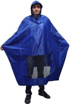 Poncho Regenponcho - Fietsponcho Fiets - Koplampproof Transparant - One Size Unisex Blauw -Outdoor Camping Winkel 819x1200