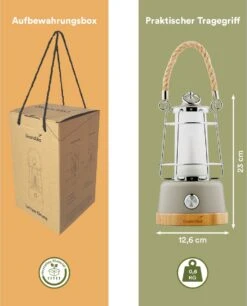 Skandika Kiruna LED-Lamp – Tentlampen – Campinglampen – Buiten Lantaarn – Buitenverlichting – Buiten Lamp - Retro Outdoor Camping Lamp Met Powerbank, Traploos Dimbaar, Draadloos, Oplaadbare Batterij, USB, Warm En Koud Wit, 75h Lichtduur – Beige -Outdoor Camping Winkel 968x1200