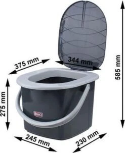 Branq Toiletemmer Draagbaar Met Deksel - 15,5L - Antraciet 10 Branq Toiletemmer Draagbaar Met Deksel - 15,5L - Antraciet -Outdoor Camping Winkel 977x1200